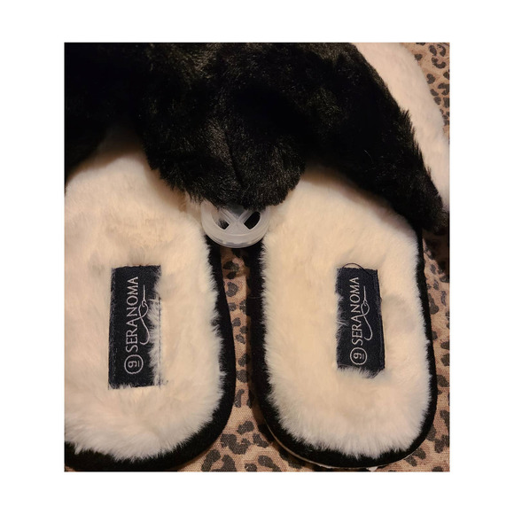 Seranoma Jamie Women's Open Toe Two Tone Fluffy Bedroom Anti Slip Slipper 9 (AH) - Picture 2 of 6